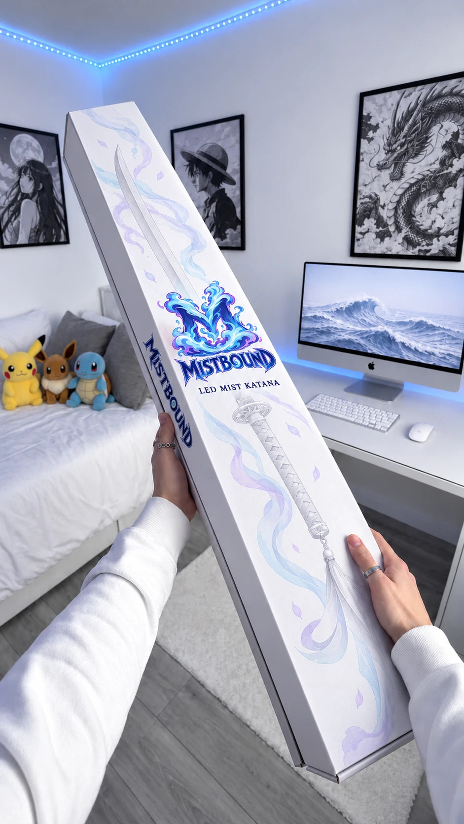 Holding the MISTBOUND box in an anime bedroom