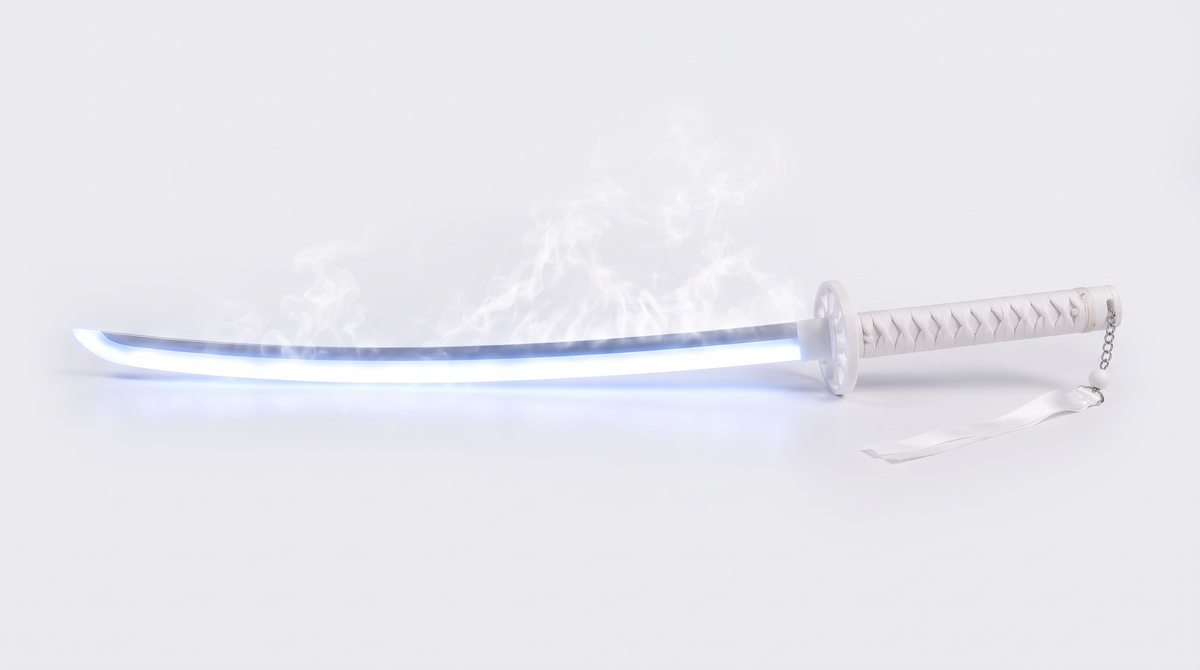 MISTBOUND katana with glowing LED blade and mist effect